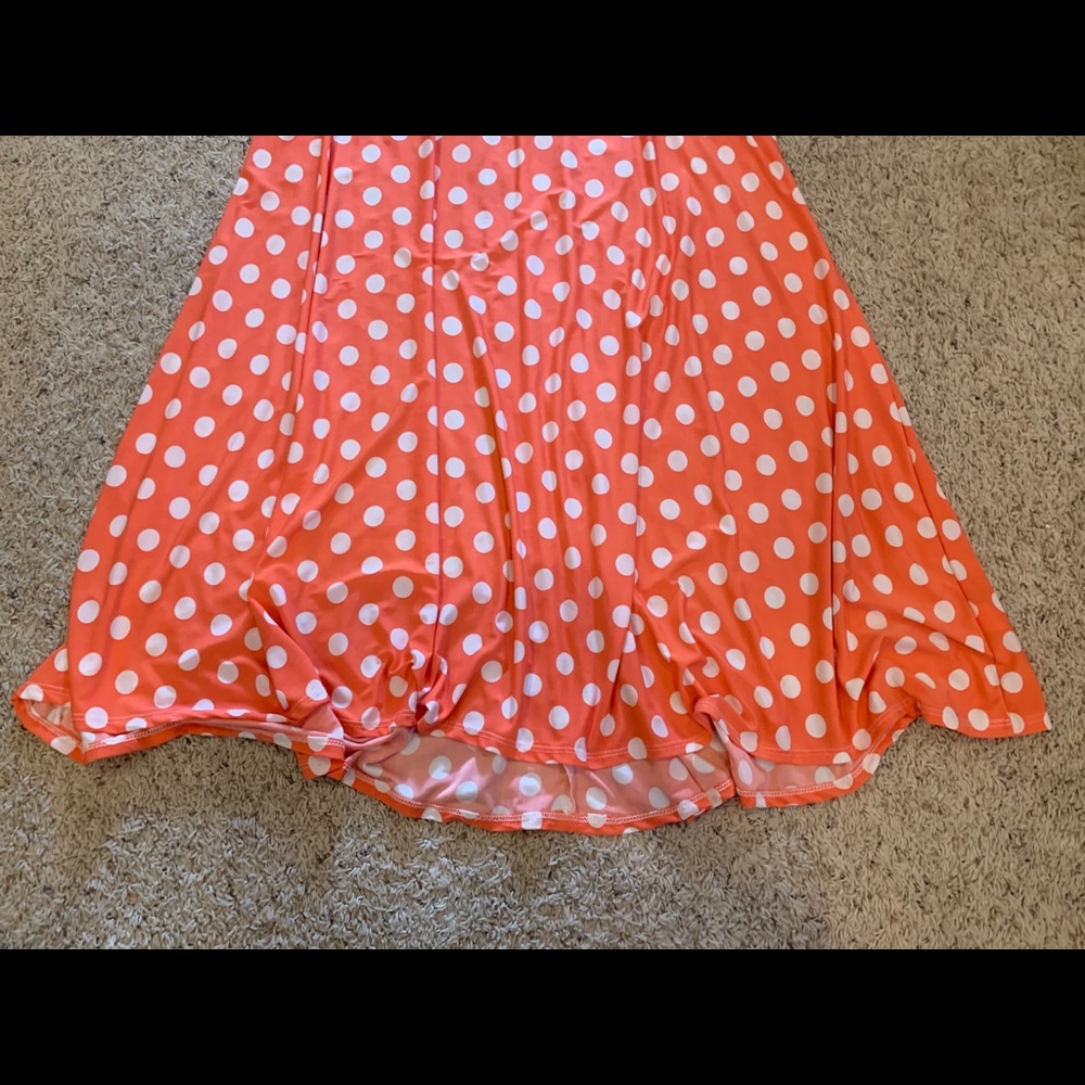 Coral and Whit Polka Dot Maxi Skirt